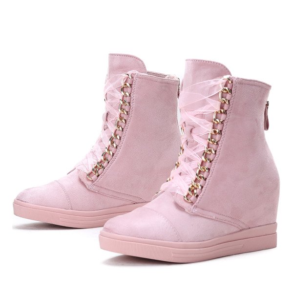 Różowe sneakersy na krytym koturnie Tirana - Obuwie