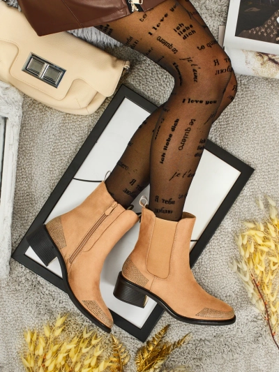 Ženski gležnarji iz eko semiša, okrašeni s cirkoni TangleMist