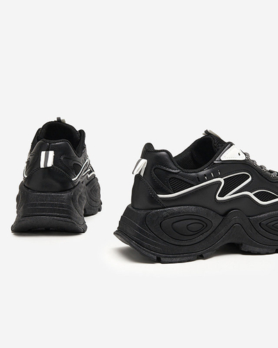 Čierne dámske tenisky na platforme s bielymi vložkami Oirana - obuv