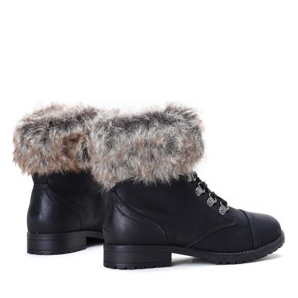 Czarne ocieplane trapery Ava - Obuwie