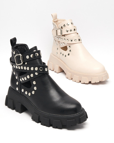 Dámske béžové čižmy na hrubšej podrážke Alaros- Shoes