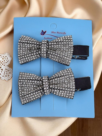 Royalfashion Súprava 2 sponiek do vlasov s mašľami a kamienkami Isadora