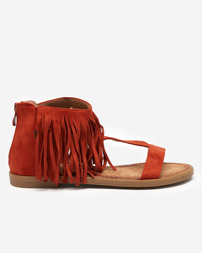 OUTLET Dámske sandále so strapcami v červenohnedej farbe Clov-Shoes