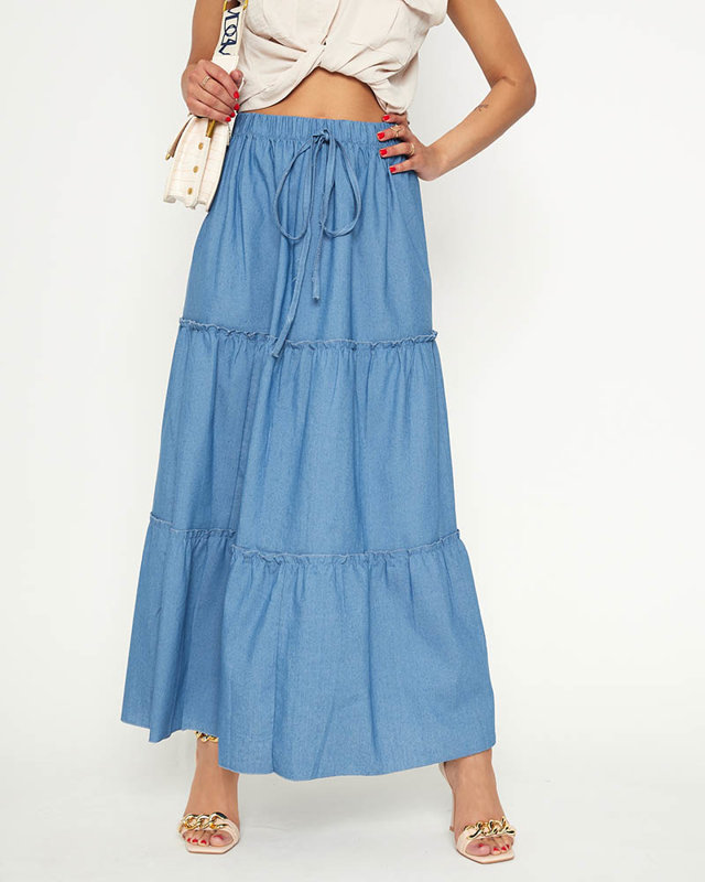 Svetlomodrá dámska midi sukňa - Oblečenie