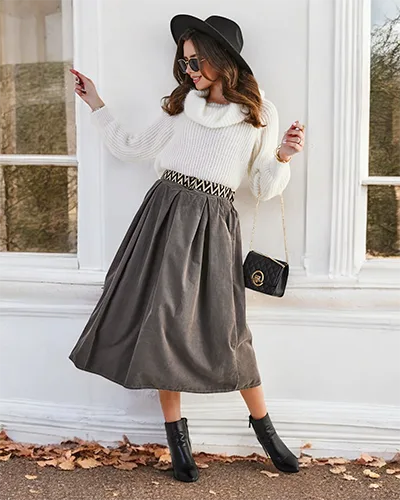 Royalfashion Dámska midi sukňa a'la draný štvorček