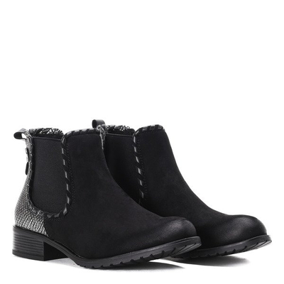 Czarne sztyblety ze zwierzęcym tłoczeniem Georgette  - Obuwie