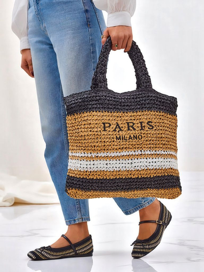 Royalfashion Veľká slamená dámska taška Paris Stripe