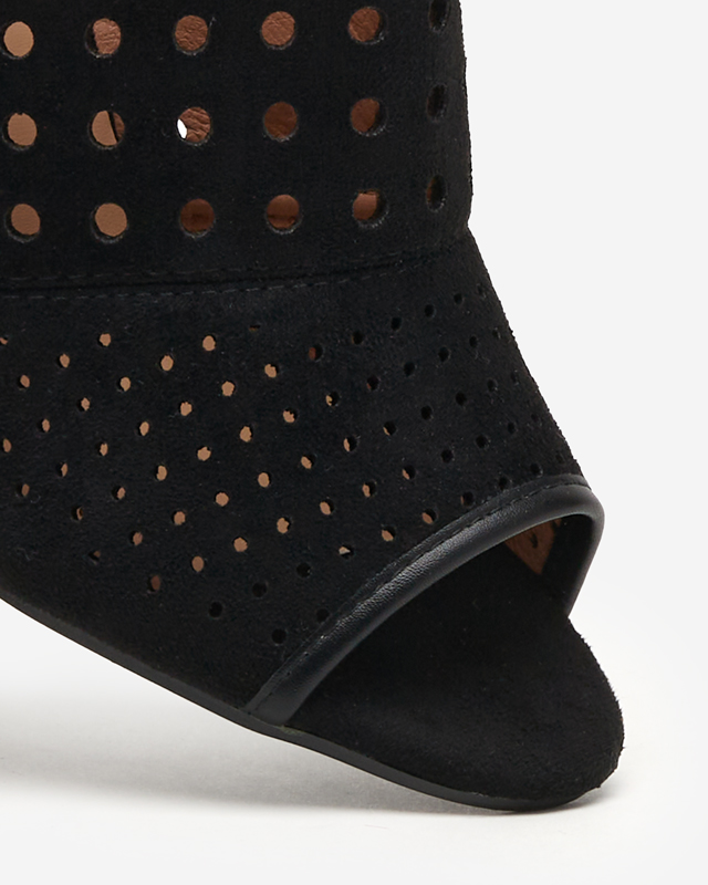 Čierne prelamované dámske sandále na stĺpik Kholi - Obuv