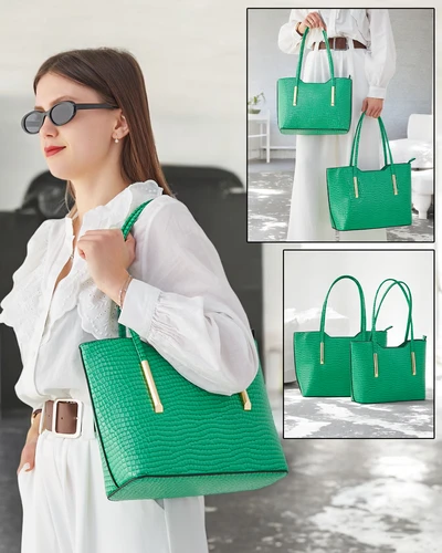 Royalfashion Dvojitá dámska kabelka z lesklej kože s embosovaním