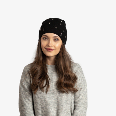 Dámsky čierny klobúk s kubickými zirkónmi - Doplnky