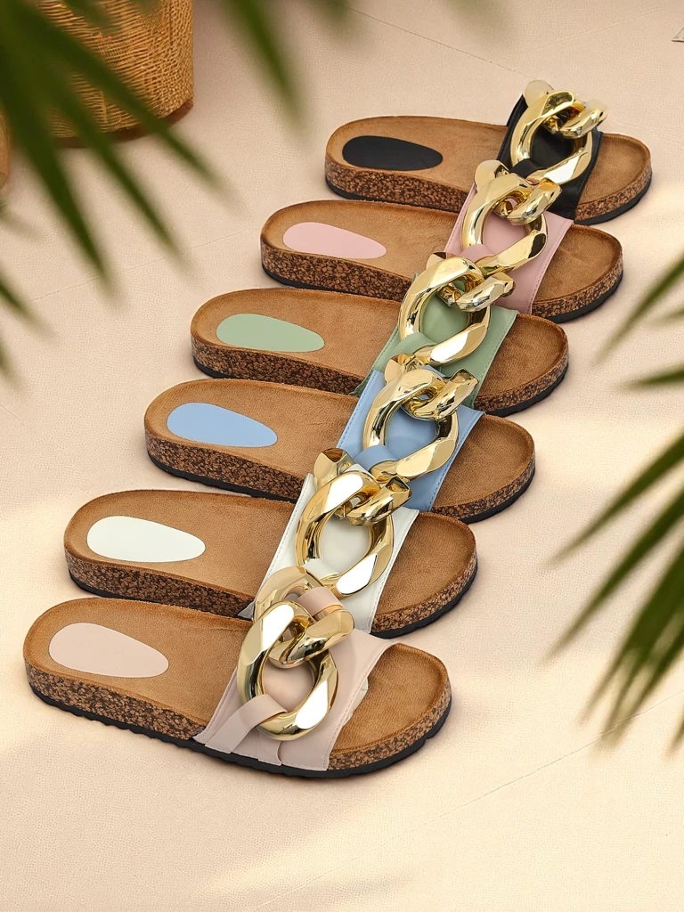 Béžové dámske papuče so zdobením Sofig-Footwear