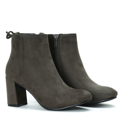 Zielone botki na słupku Only One - Obuwie