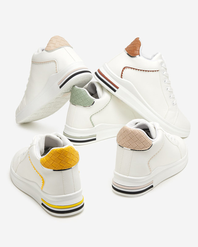 OUTLET Bielo-zelené dámske tenisky so skrytým klinom Uksy - Obuv