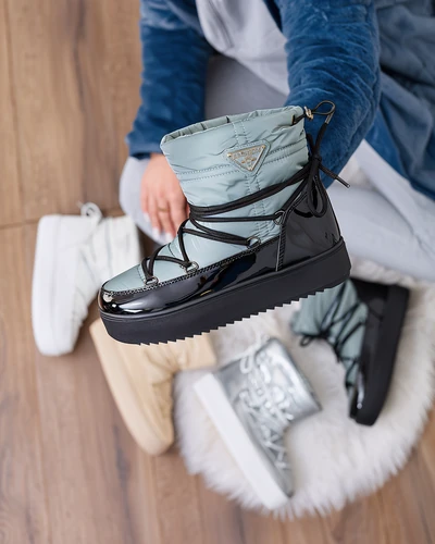 Royalfashion Dámske slip-on čižmy a'la snow boots v modrej farbe Vevnose