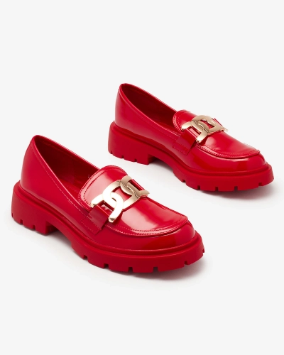 Červené lakované mokasíny pre ženy Pogola- Obuv