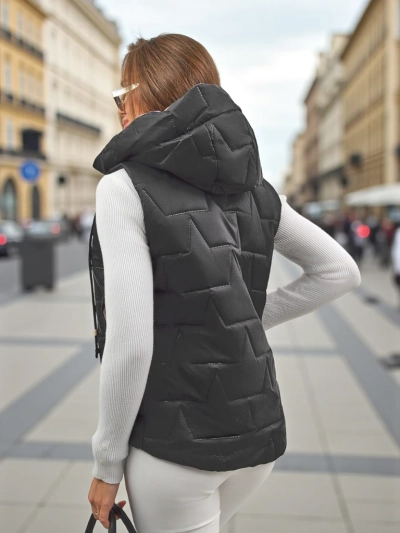 Prešita ženska jakna brez rokavov s kapuco Crimson Haze