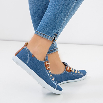 OUTLET Dámske modré šnurovacie tenisky značky Sindri - Footwear