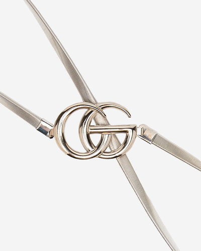 Dámsky strieborný elastický sťahovací opasok s písmenami - Doplnky