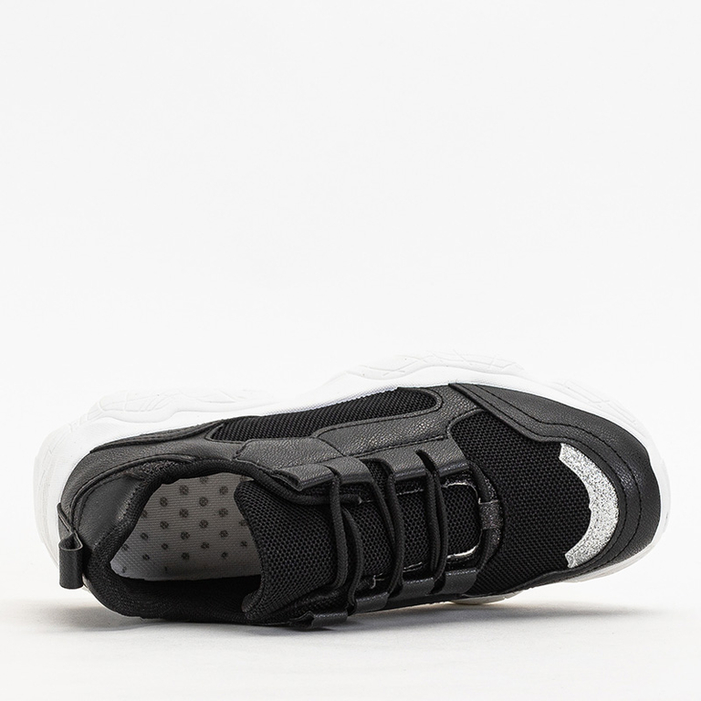 OUTLET Čierna dámska športová obuv na platforme so striebornými vložkami Verica - Obuv