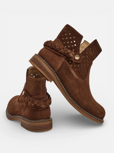 Ažurowe botki damskie ze skóry naturalnej Unimi