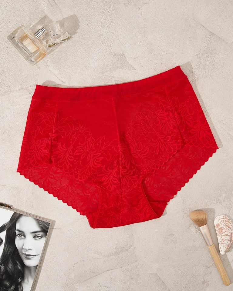 Royalfashion Dámske sieťované nohavičky v červenej farbe