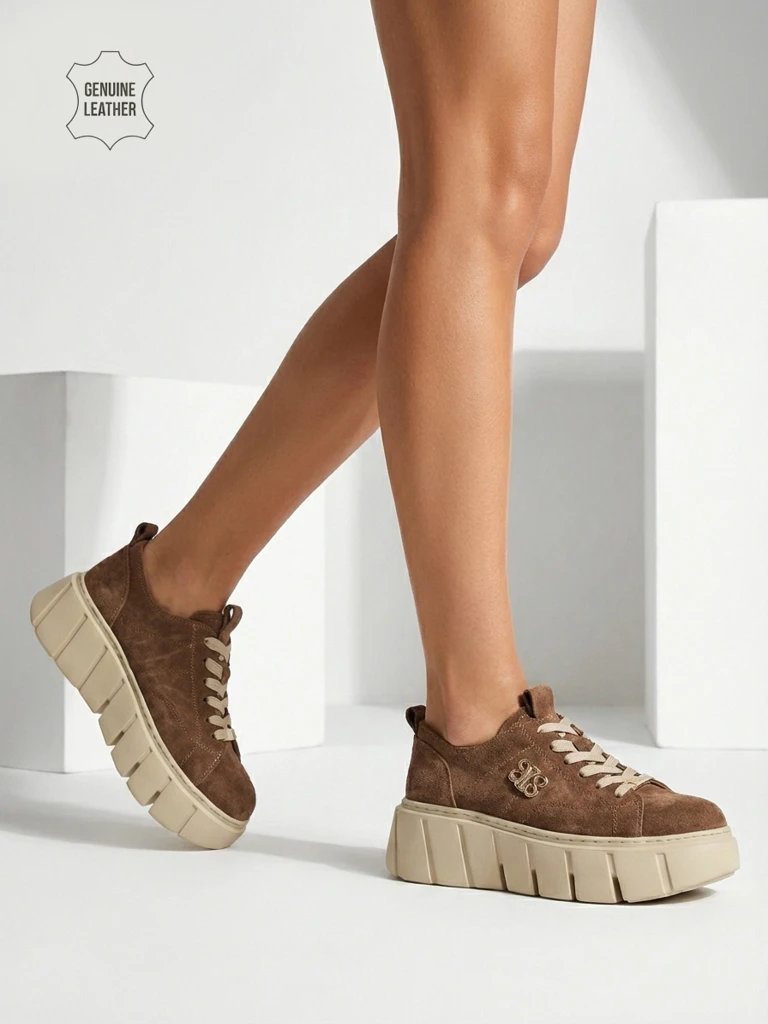 Športni ženski športni copati iz naravnega usnja Renos