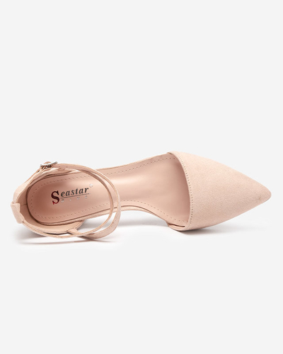 Dámske béžové sandále na stĺpiku Crisco - Obuv