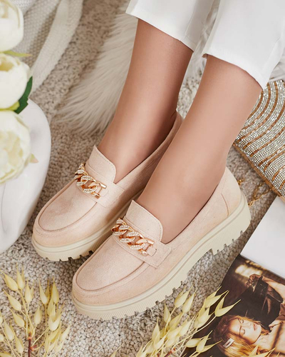 Royalfashion Dámske mokasíny z eko semišu s ornamentom Lehels