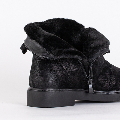 Roza čierne členkové čižmy na plochom opätku - topánky