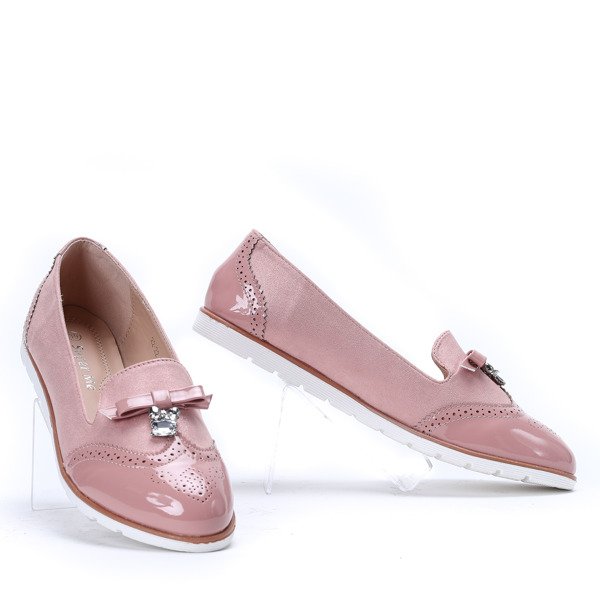 Rożowe mokasyny z cyrkonią Louise - Obuwie