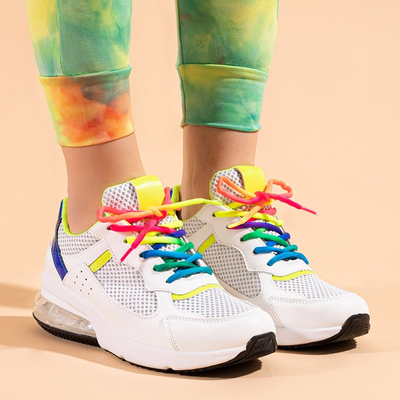 OUTLET Dámska biela športová obuv s modrými vložkami Nelini - Obuv