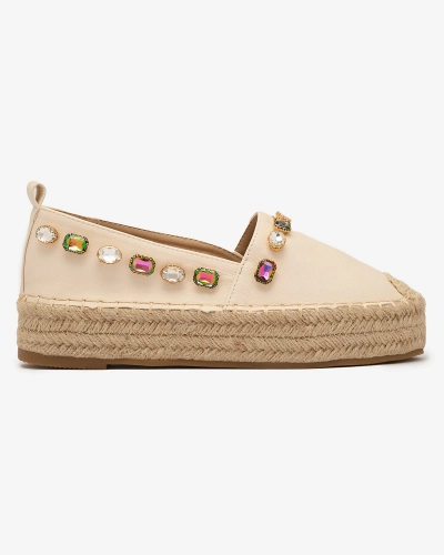 OUTLET Royalfashion Dámske espadrilky s kryštálmi v béžovej farbe Ziennie