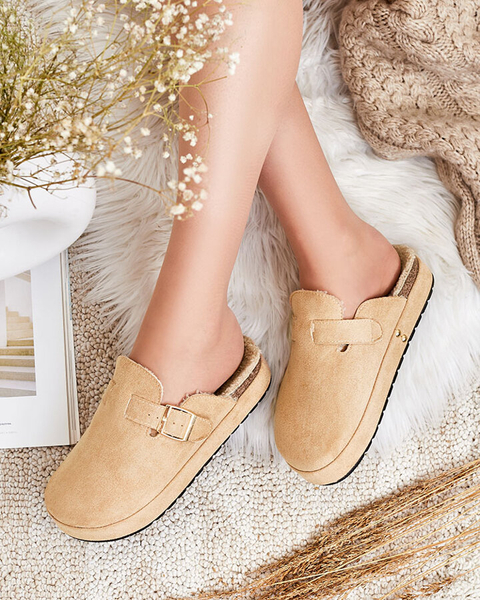 Royalfashion Dámske papuče s ovčou kožou a prackou Kajis