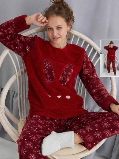 Royalfashion Dámske pyžamá s králikom, fleece-like