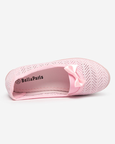 Svetloružové dievčenské slip-on tenisky s prelamovaným zvrškom Locuni - Topánky