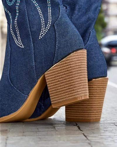 Dámske topánky na vysokom opätku Royalfashion v kovbojskom štýle Komoti