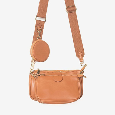 Trojdielna malá dámska kabelka hnedej farby - Kabelky