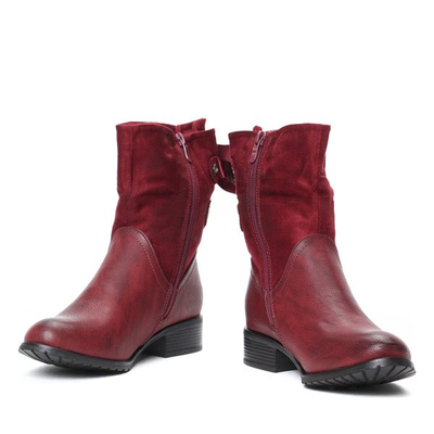 Bordowe botki Francesca- Obuwie