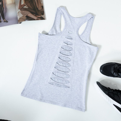 Šedé dámske tričko so širokým ramenom - Oblečenie