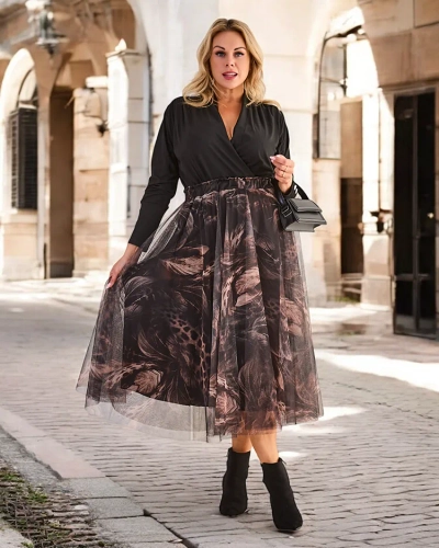 Royalfashion Dvojvrstvová midi sukňa pre ženy