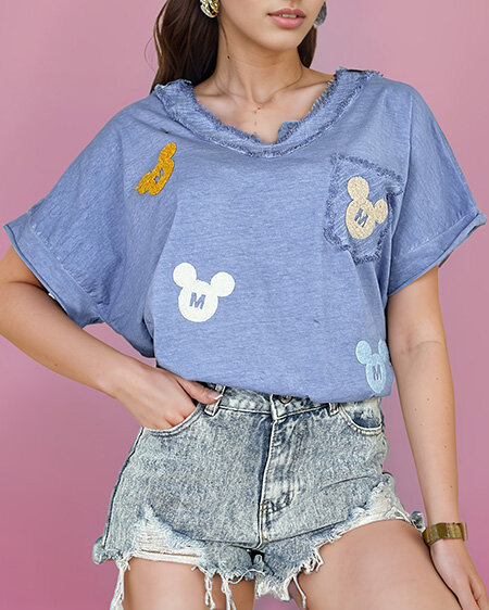 Royalfashion Dámske tričko so záplatami