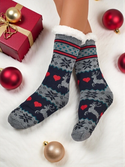 Ženske Nogavice Aurora Večbarvne Pletene S Toplim Krznom