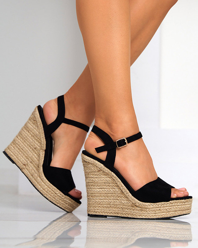 Dámske sandále na vysokom opätku v čiernej farbe Kentui - Obuv