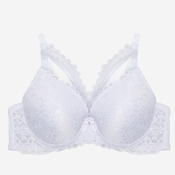 Dámska biela čipkovaná podprsenka push-up na ramienka - Spodná bielizeň