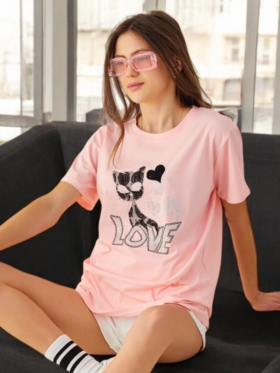 Royalfashion Dámske Bavlnené T-Shirt Mačka Láska