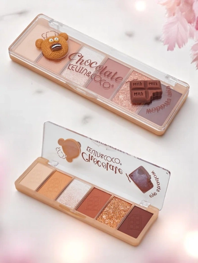 Kevin&Coco Paleta 6 očných tieňov s trblietkami Chocolate
