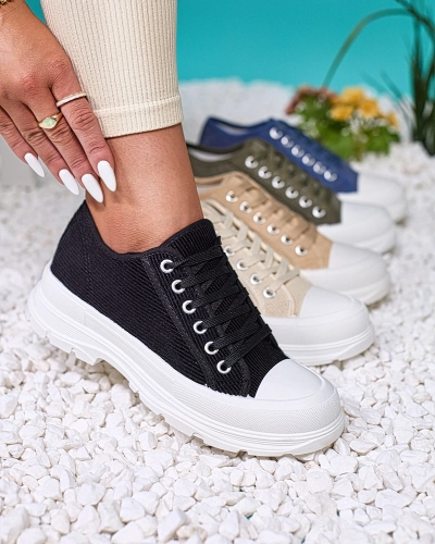 Royalfashion Čierne dámske tenisky na platforme Spollero