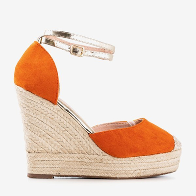 Oranžové espadrilky na vysokom kline Sablac - Obuv