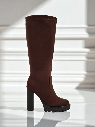 Ženski eko semiš škornji s stebričasto peto GaleNest