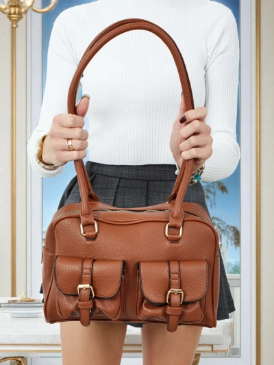 Ženska shopper torbica iz eko usnja z žepi Aveline